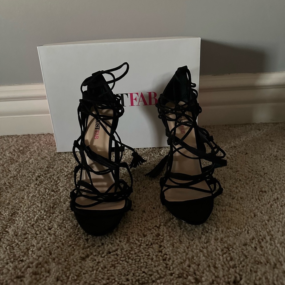 JustFab Black Strappy Heels